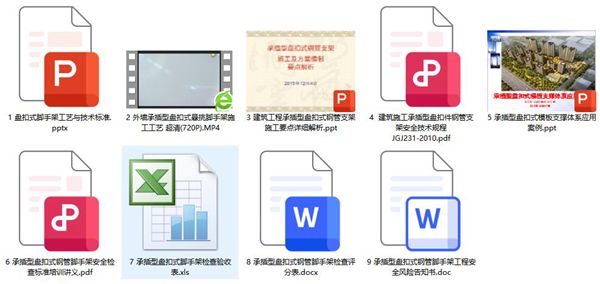 承插型盘扣式钢管脚手架全套培训资料（含ppt课件、视频、表格、方案共9个文件）