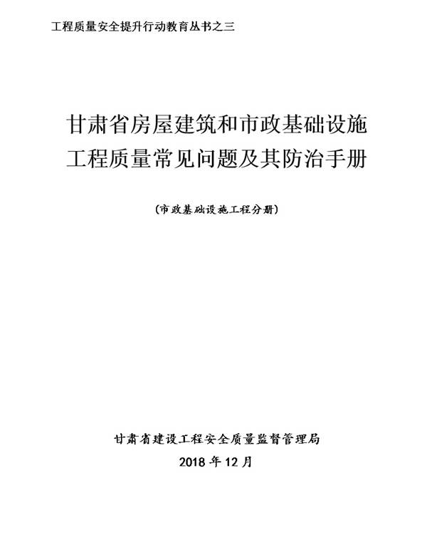 甘肃省房屋建筑和市政基础设施 工程质量常见问题及其防治手册 市政基础设施工程分册